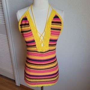 Buckle Dance & Marvel Boho Crochet Halter Top New